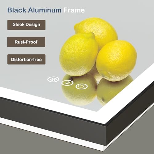 40x32 Inch LED Bathroom Mirror with Black Frame