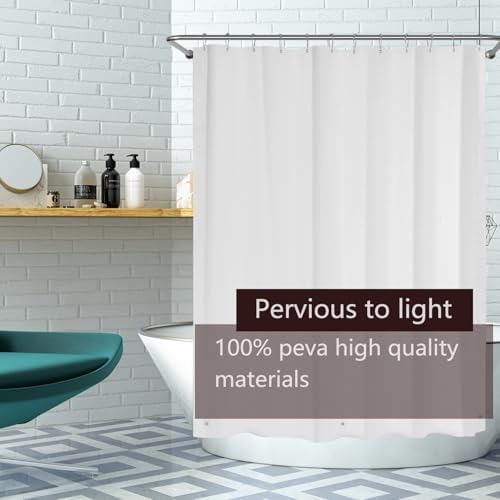 TIKABC 4G PEVA Shower Curtain Liner with 3 Magnetic Weights