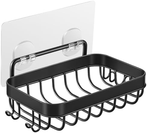 Hamitor Wall Mounted Soap Dish Holder - Black Durable Water Resistant