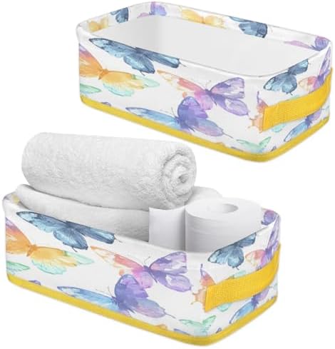 Snatocys Flying Spring Butterflies Toilet Paper Basket with Handles