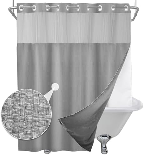 Final Friday Grey Waffle Weave Shower Curtain Set 1