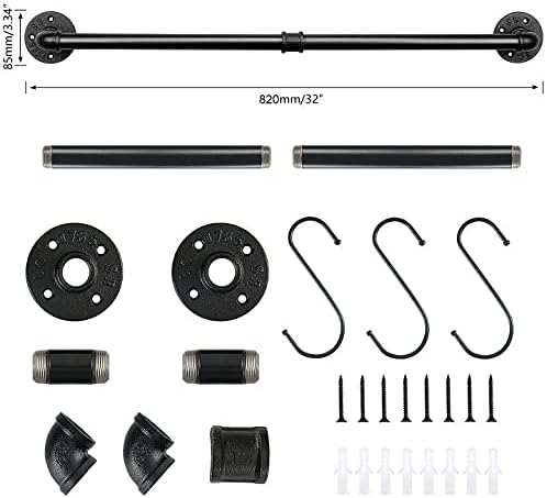 Jeasor Industrial Pipe Towel Rack Black 32 Inch
