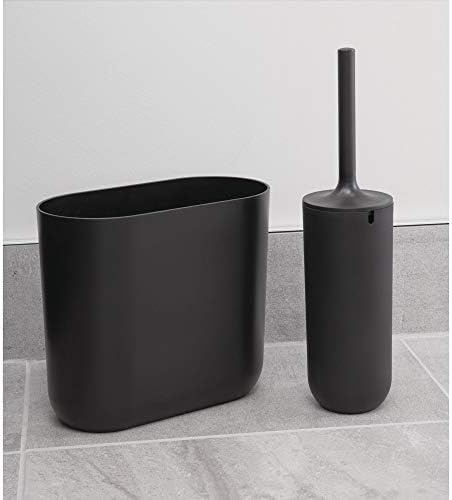 InterDesign Slim Oval Plastic Trash Can Matte Black