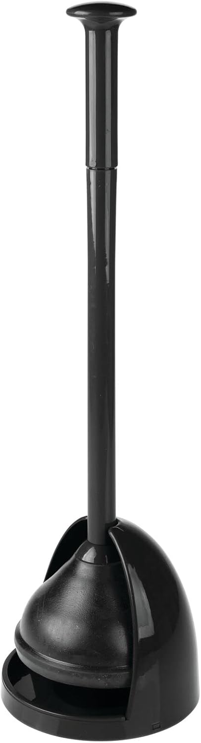 mDesign Toilet Plunger with Holder - Black