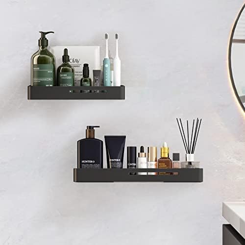 Dancrul Shower Caddy Floating Shelf - 12 Inch Black Aluminum Wall Organizer