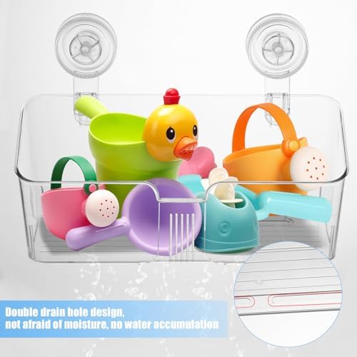 CIEOVO 2 Piece Clear Bath Toy Organizer with Suction Cup Hooks