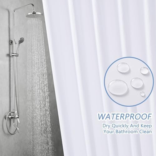 Furlinic 72x72 Waterproof Shower Curtain Liner with 12 Rustproof Hooks