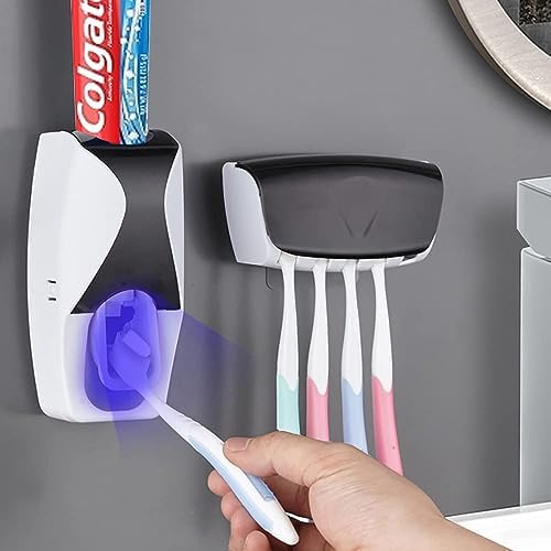 Basedidea Automatic Toothbrush Dispenser with Squeezer and Holder Set