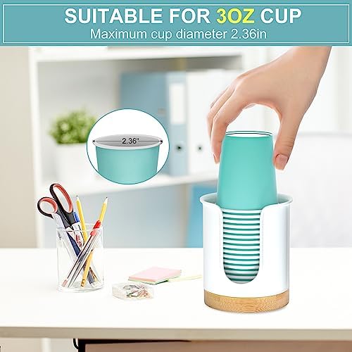 BYAWAY 2 Pack Bathroom Cup Dispenser with Bamboo Base