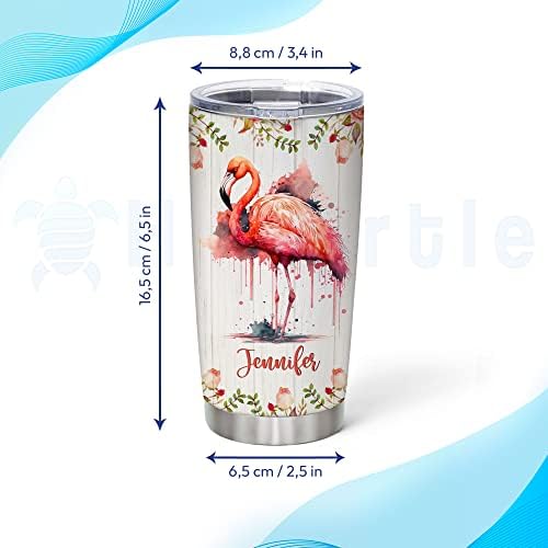 Hyturtle Flamingo Lover Custom Name 20oz Tumbler With Lid