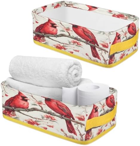 Skonsati Cardinal Birds Toilet Paper Storage Basket with Handles