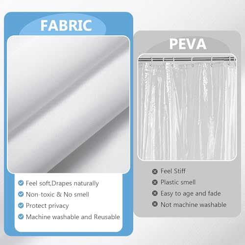 120GSM Waterproof Shower Curtain Liner with 3 Magnets - TPU Coating 71x72 Inch White