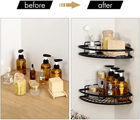 KES Matte Black Shower Caddy 2 Pack with Snap-Lock Hooks