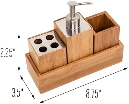 Honey-Can-Do Bamboo Bathroom Accessories Set 4-Piece