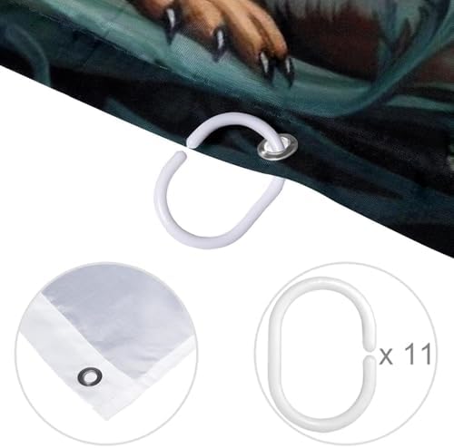 Cute Squirrel Shower Curtain Set with 12 Hooks 66x72 Inches