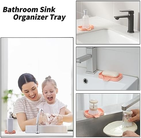 MicoYang Silicone Soap Dish with Drain Spout - Pink 49x32 Inch