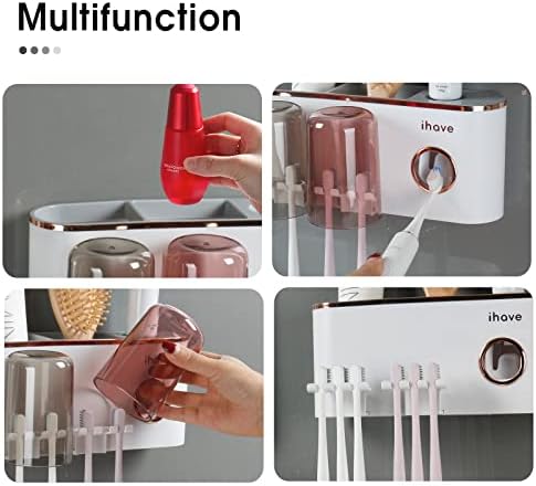 iHave Toothbrush Holder with Dispenser and Storage - Wall Mounted Bathroom Accessory