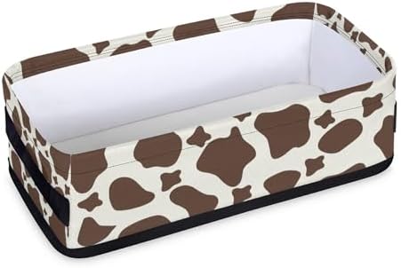 Cow Pattern Brown Bathroom Basket 2 Pack Foldable