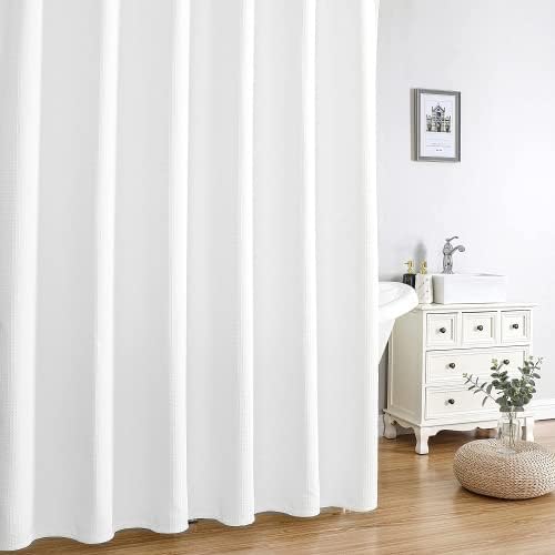 MISS SELECTEX Waterproof Waffle Shower Curtain 230 GSM Heavy Duty White