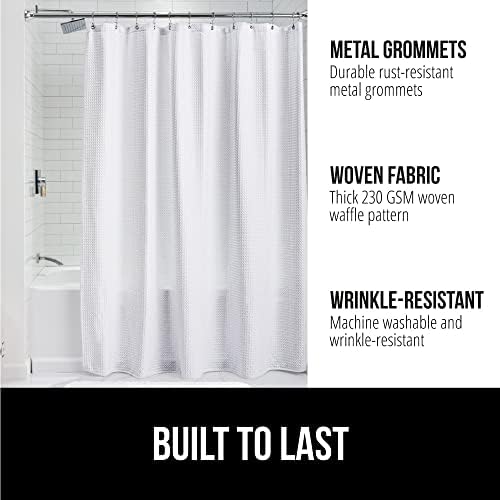 Gorilla Grip Toilet Lid Cover and Waffle Shower Curtain 2-Pack