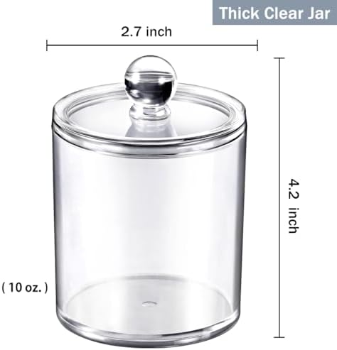 SheeChung 2 Pack Q-Tip Dispenser Clear Plastic Jars with Labels 1