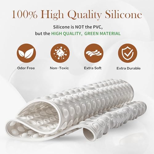 Joiyota Silicone Bath Mat Oval Non-Slip with 27x15 Inches