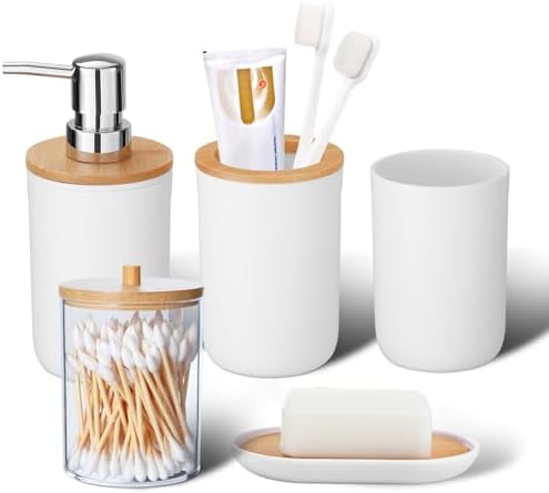 iMucci 5 Piece Plastic Bathroom Decor Set