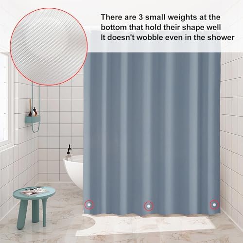 TimeCity Blue Shower Curtain Liner with 3 Magnets and 12 Hooks