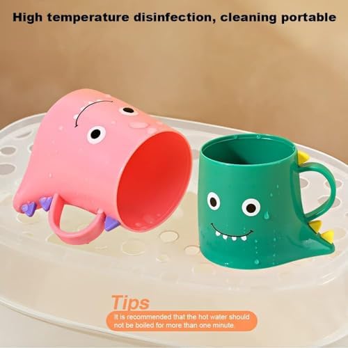 Plastic Kids Toothbrush Holder 2PCS Dinosaur Bathroom Cup Durable Reusable Tumbler