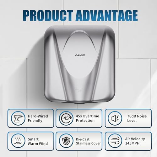 AIKE Elephant Power Hand Dryer AC110V-130V High Speed Auto Warm
