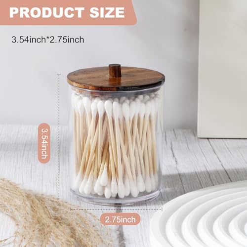 Temoyj 4 Pack QTip Holder Dispenser with Wood Lids