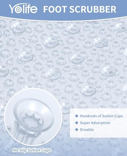 Yolife Shower Foot Scrubber Mat with Anti-Slip and Scrub Bristles