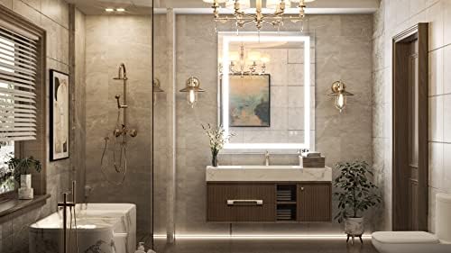 TETOTE 30x36 LED Vanity Mirror with Dimmable Lights and Anti-Fog Function