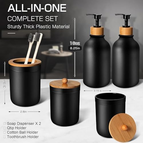 ALPIRIRAL Matte Black 5Pc Bathroom Accessories Set