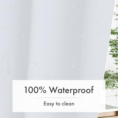 Amazer White Waterproof Shower Curtain Liner with Magnets