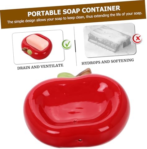 STOBAZA Apple Ceramic Soap Holder with Drainage