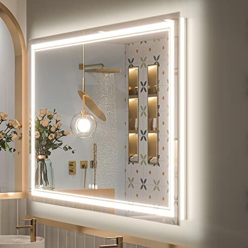 Keonjinn 60 x 36 LED Bathroom Mirror with Frontlit and Backlit