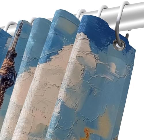 VAPOKF Oil Painting Tower Maple Trees Shower Curtain