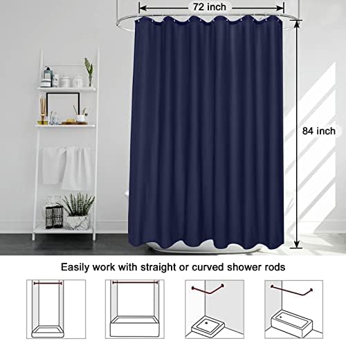 EurCross Blue Extra Long Shower Curtain Liner 72 x 84 Inches