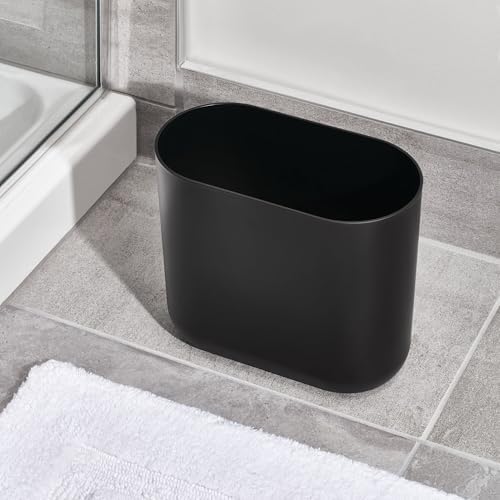 InterDesign Slim Oval Plastic Trash Can Matte Black