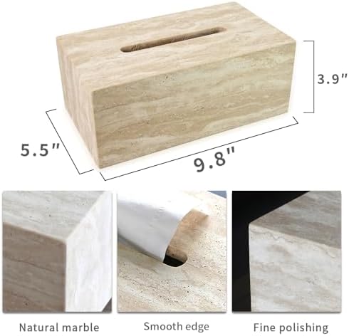 Noble and Light Marble Tissue Box Holder for Bathroom and Office