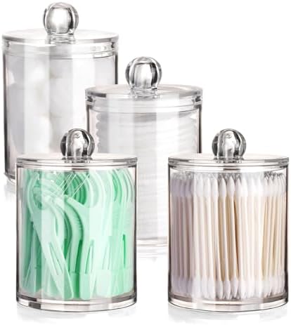 Tbestmax 4 Pack Q-tip Holder - Clear Plastic Bathroom Organizer