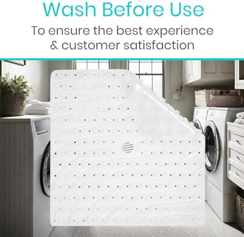 Vive Non-Slip Square Shower Mat with Suction Cups