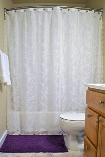 DII Translucent Lace Shower Curtain 72x72 Flower Blossom White