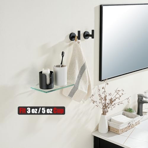 JQK Bathroom Cup Dispenser Black 3 oz or 5 oz
