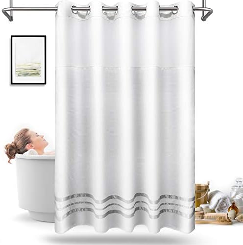 ARICHOMY Waffle Weave Shower Curtain Set 66x74 White