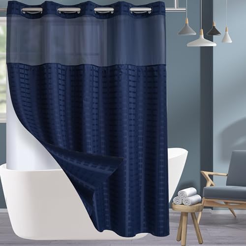 Conbo Mio Check Shower Curtain Liner Navy Blue 71x84