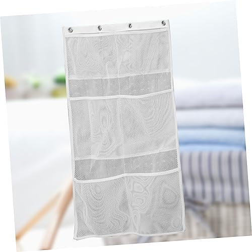 OKUMEYR Hanging Mesh Shower Organizer Bag - Space-saving White Storage Solution