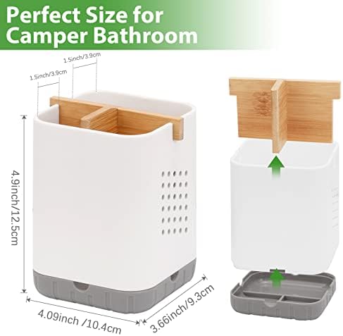 Boperzi Toothbrush Holder with Bamboo Divider and Drainage