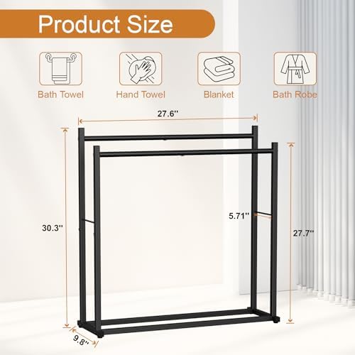 Honiter 2 Tier Free Standing Towel Rack - Black